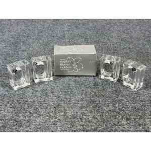 Vtg Twos Company Clear Plastic Acrylic Napkin Rings Flower Holder Vase Lucite 4
